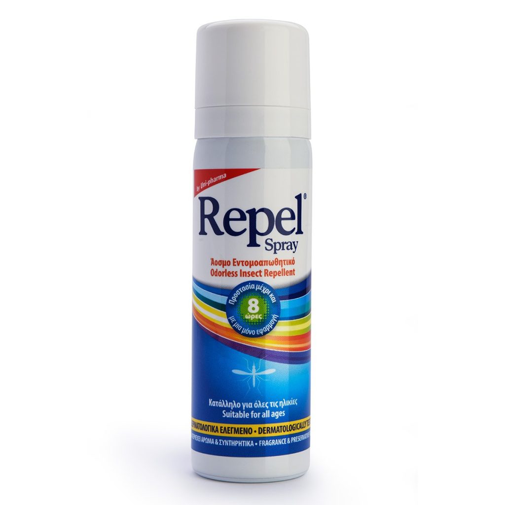 Συσκευασία του προϊόντος Repel Spray 100mL της UNI-PHARMA.